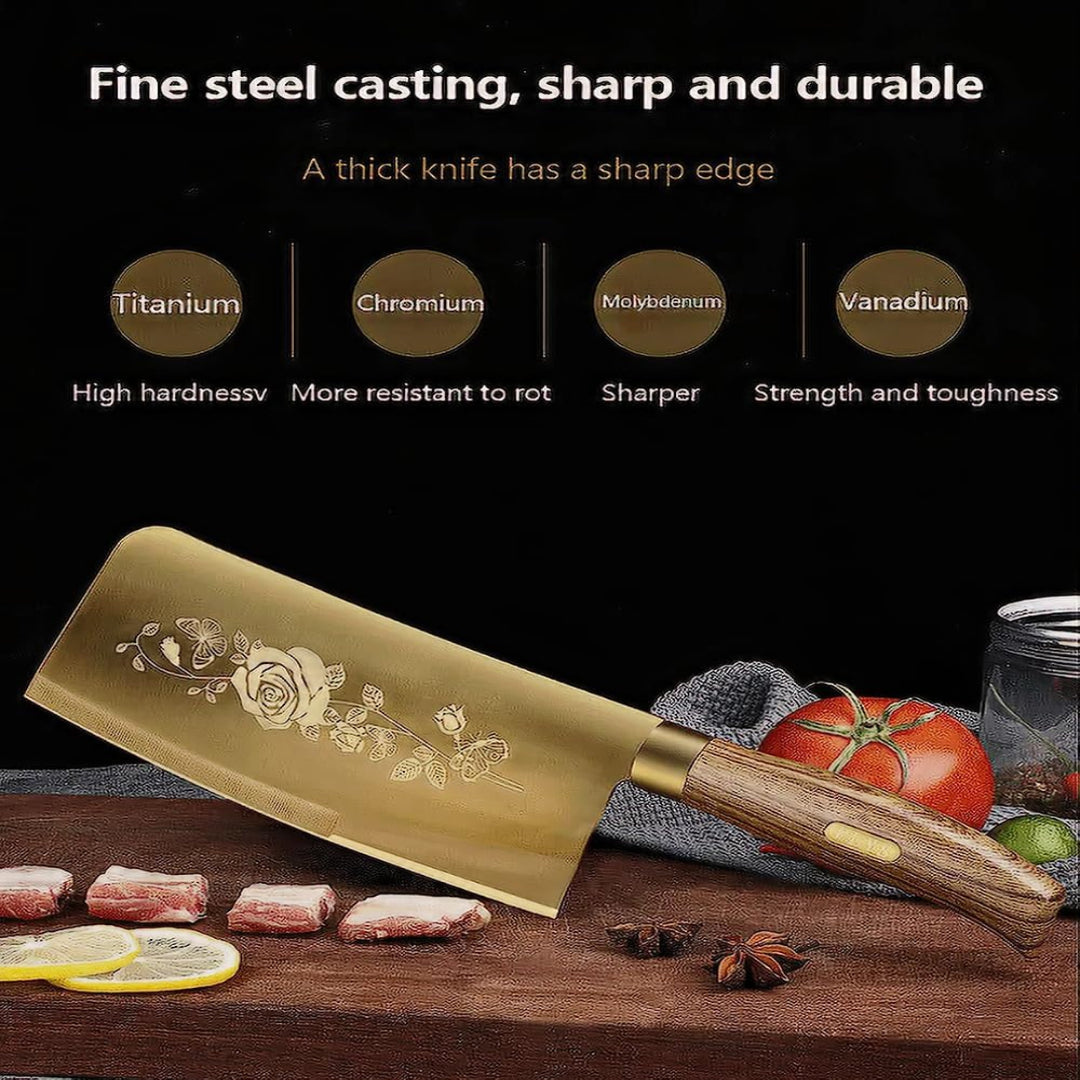 Elegant Floral & Golden Kitchen Knife Set