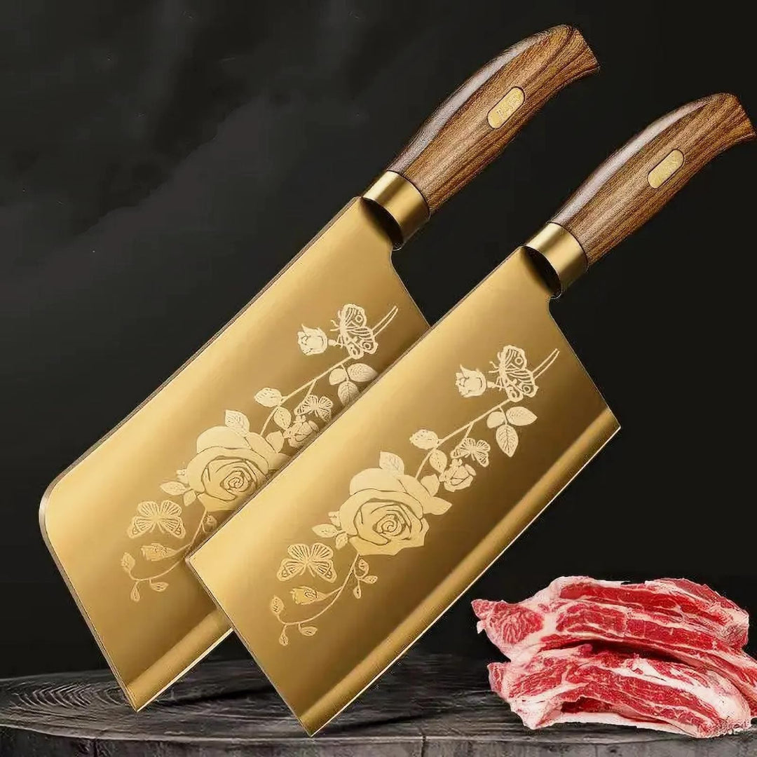 Elegant Floral & Golden Kitchen Knife Set