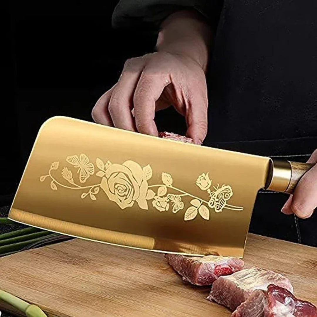 Elegant Floral & Golden Kitchen Knife Set