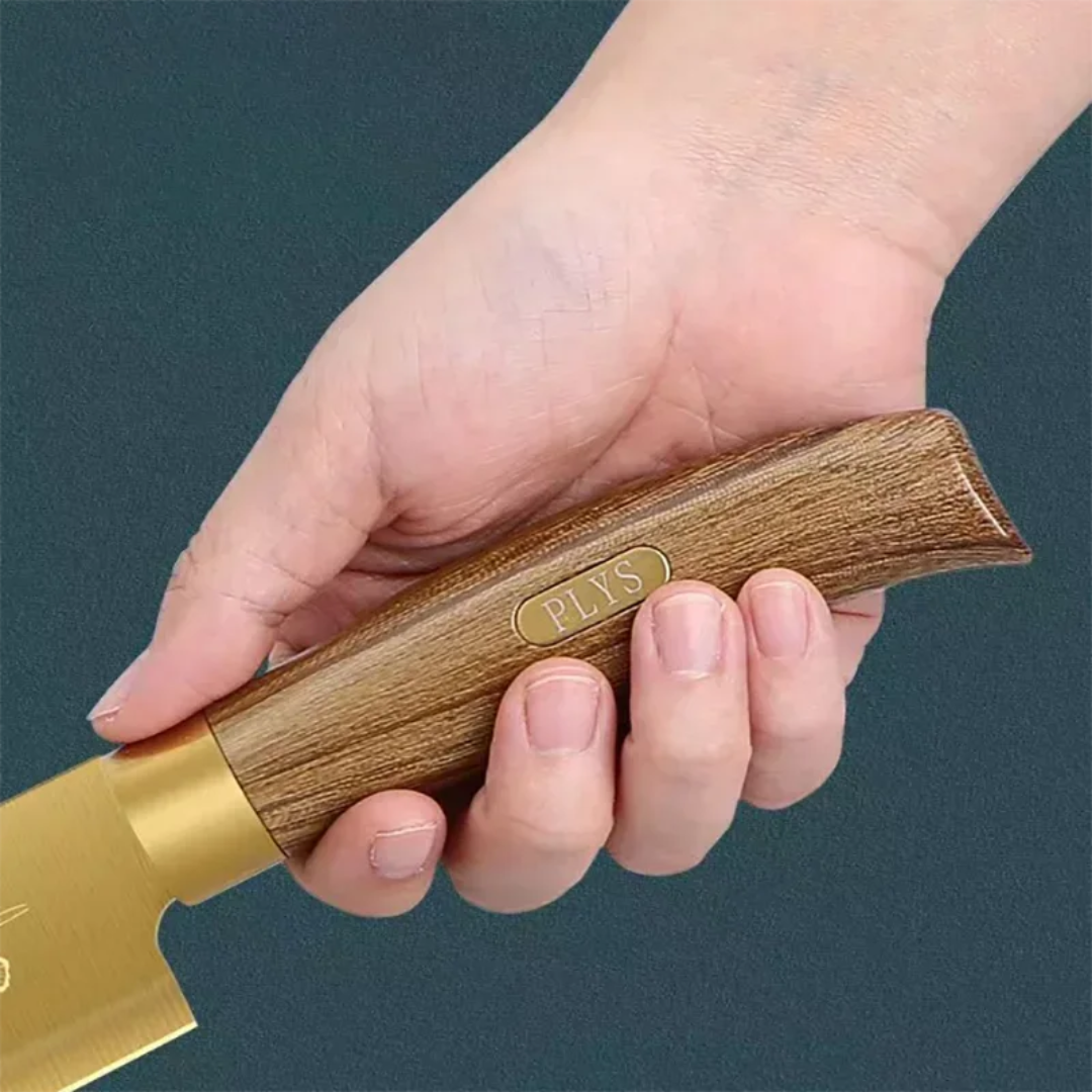 Elegant Floral & Golden Kitchen Knife Set