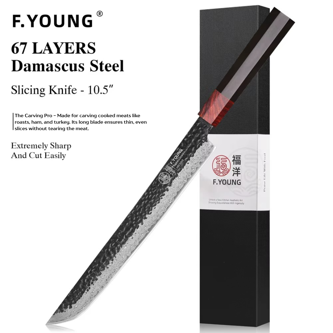 Japanese Damascus Steel Black & Wooden Chef Knife Collection