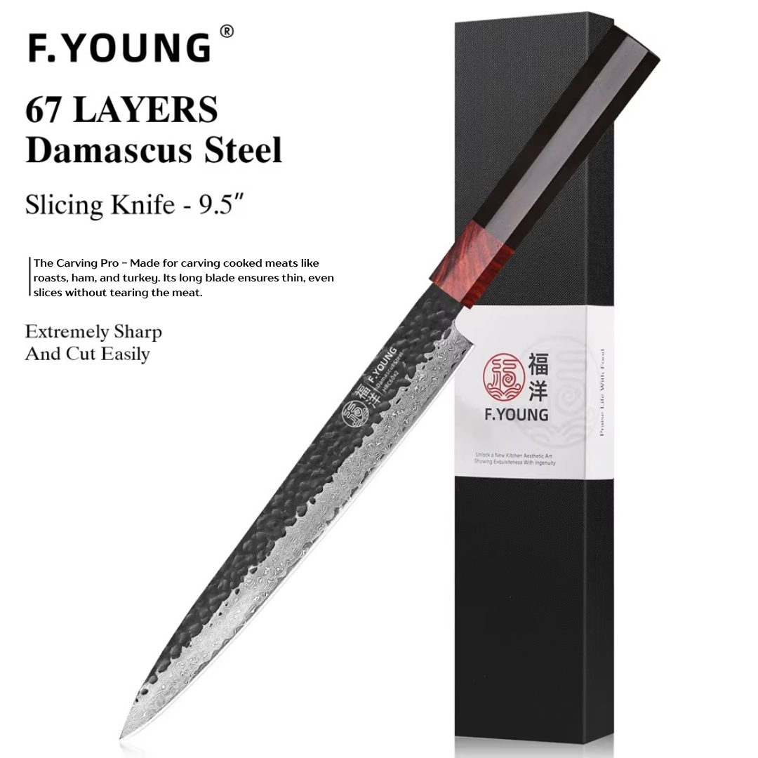 Japanese Damascus Steel Black & Wooden Chef Knife Collection
