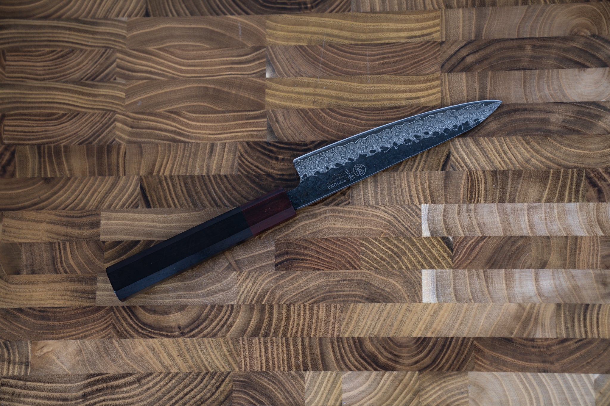 Japanese Damascus Steel Black & Wooden Chef Knives