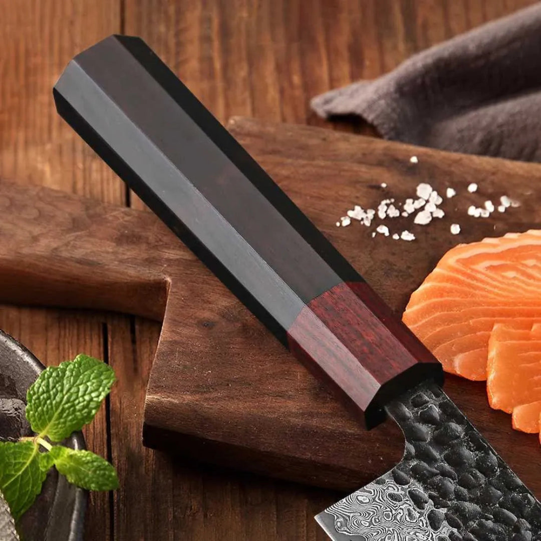 Japanese Damascus Steel Black & Wooden Chef Knife Collection