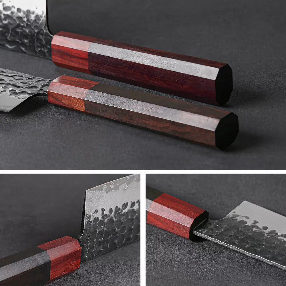 Japanese Damascus Steel Black & Wooden Chef Knife Collection